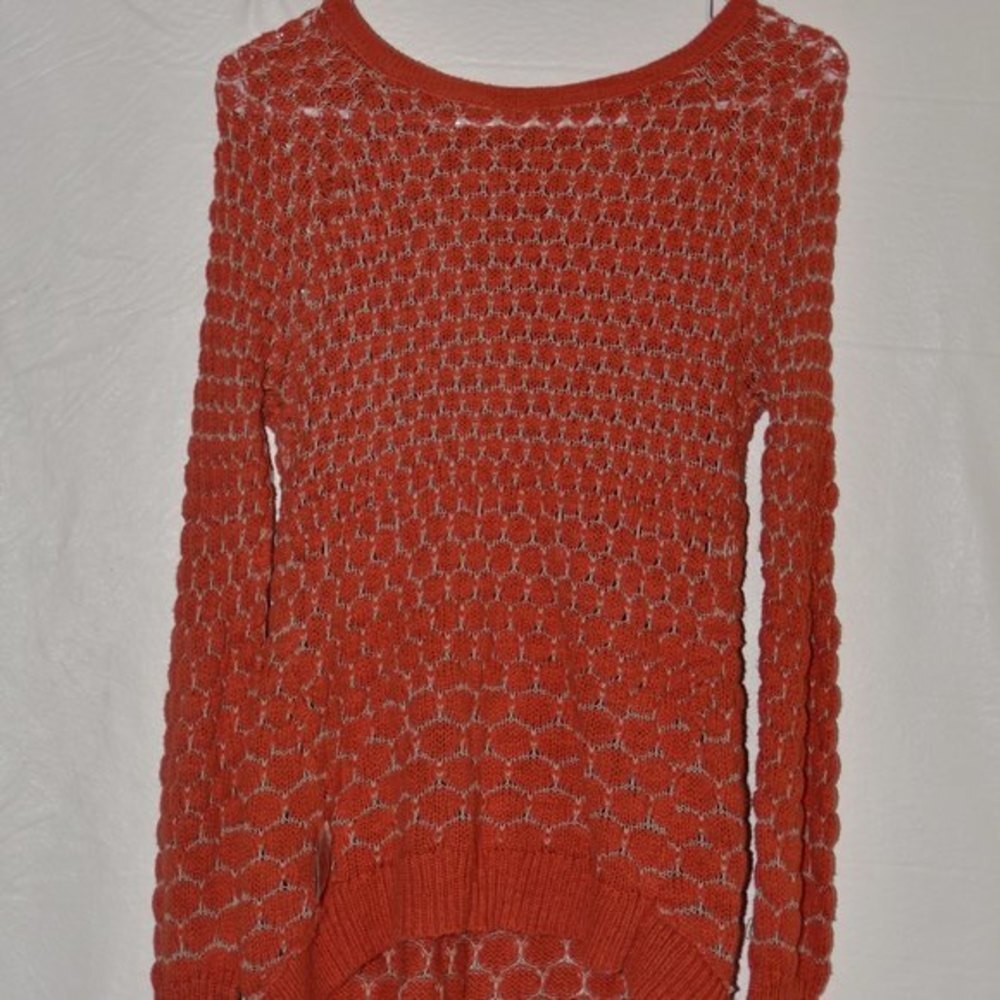 Anthropologie “Moth” Honeycomb cable knit coral oversized sweater size XS